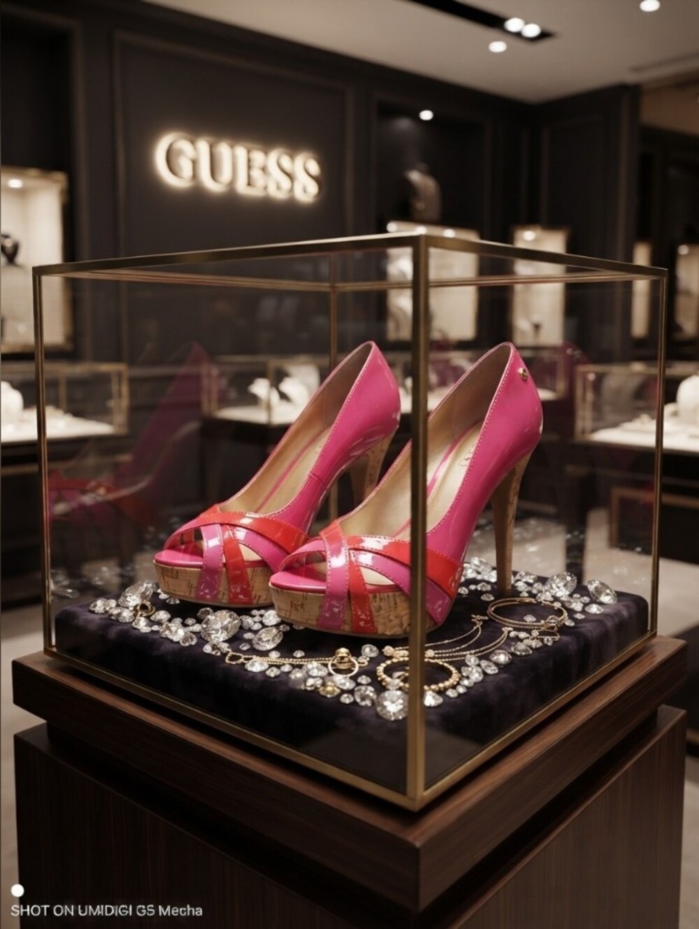GUESS Women's Two-Tone Pink & Orange High Heel Sandals